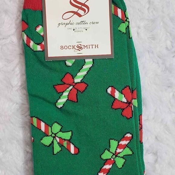 NWT Candy Cane Christmas socks womens shoe 5-10.5 - Picture 3 of 5